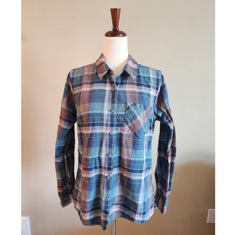 Patagonia Organic Cotton Women's Plaid Flannel Shirt SZ 10 Outdoors Nature